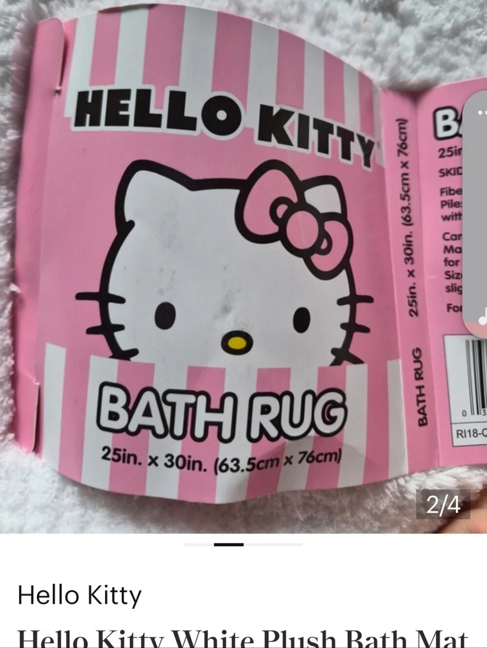 Hello Kitty White Bath Rug Sanrio Kawaii Coquette Decor NWT